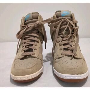 Nike Dunk Sky Hi Hidden Wedge Sneakers Shoes Womens 8.5 Tan Brown 644877-200